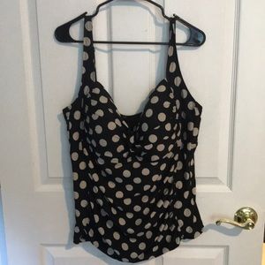 Liz Claiborne Bathing Suit Top Poka Dots Plus Size